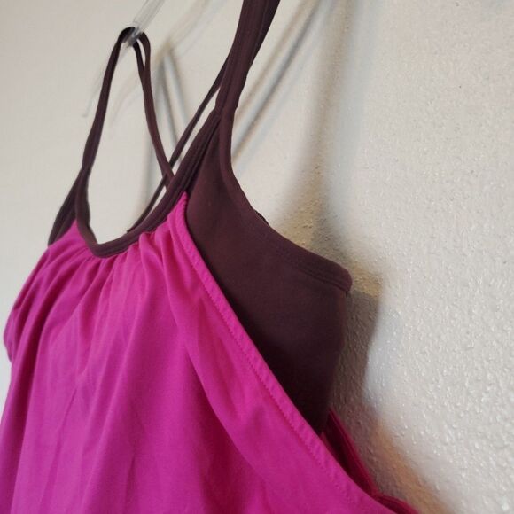 Athleta Tank Top Hidden Agenda Tank Top Berry Currant Size L Pink Brown - Picture 5 of 13